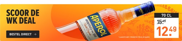 70 cl aperol van &euro;15,49 nu voor &euro;12,49